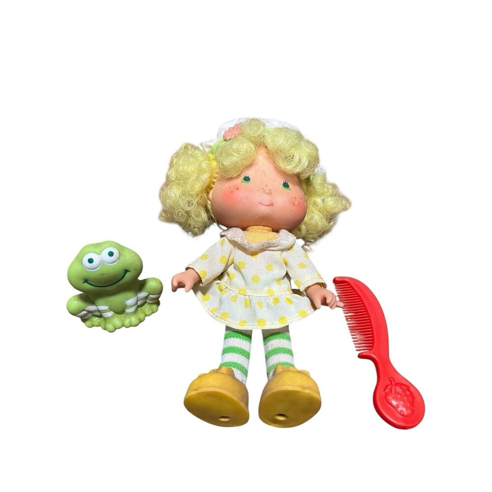 Vintage 1980s Kenner Strawberry Shortcake Lemon Meringue Doll w/ Frappe Frog Pet